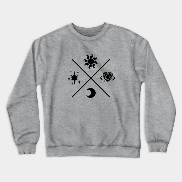Equestrian Princesses Symbols - Cutie Marks (black version) Crewneck Sweatshirt by Drawirm